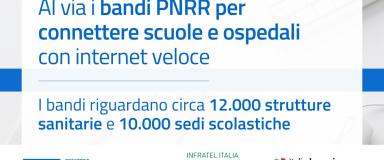 Pubblicati i bandi Scuole e Sanità connesse. Gli operatori interessati possono presentare le offerte entro il 15 marzo 2022