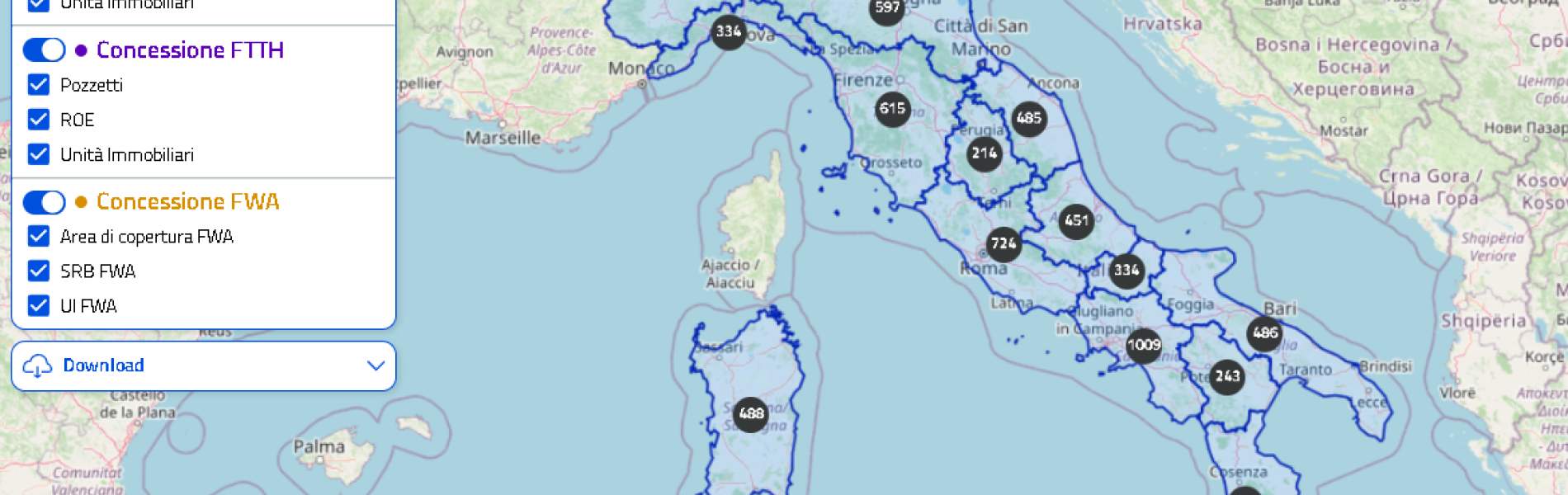 Un nuovo strumento interattivo per la conoscenza dei dati delle infrastrutture della rete Infratel e della rete in concessione ad Open Fiber.